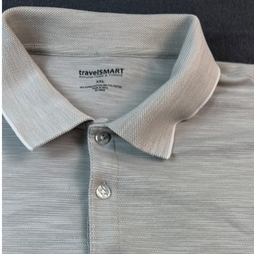 Travel Smart Mens Polo Shirt Short Sleeve Pocket Gray Casual